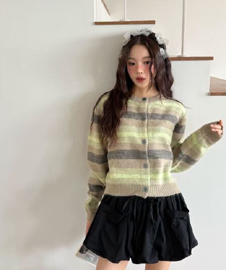 포함 양모 2026 한국 동대문 가을과 겨울 부드러운 다용도 싸움 색상 시스템 버클 오픈 가디건