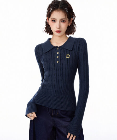 블루 색상 긍정적 인 어깨 POLO 칼라 니트 스웨터 맨위 여성 가을 겨울철 인사이드 가져 가라. 몸매 가꾸기 폴로 칼라 예쁜 스웨터