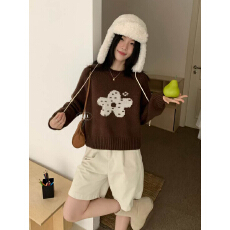 批发复古<b class='q'>花朵</b>刺绣提花毛衣女秋冬2026新款慵懒风宽松圆领针织衫<b class='q'>上衣</b>