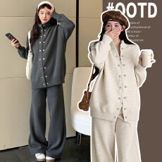 批发2025新款孕妇宽松慵懒针织两件套秋冬韩系<b class='q'>时尚</b>休闲孕妈套装