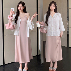 批发现~实拍2026<b class='q'>夏</b>季新款孕妇吊带连衣裙＋镂空刺绣防晒开衫