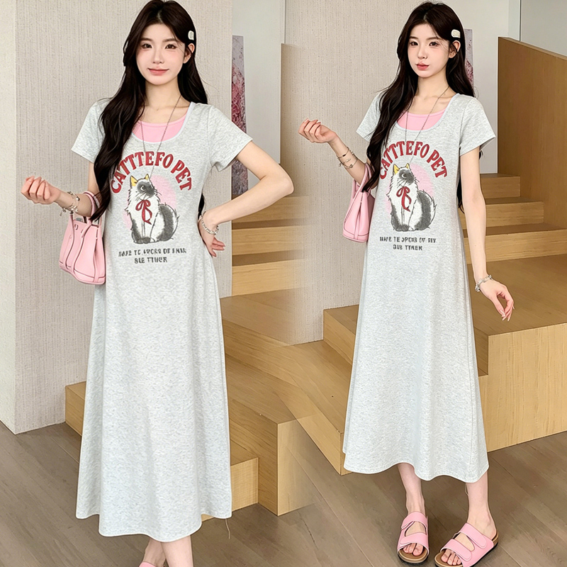 RY3910# 实拍~2026夏装新品辣妈外出显瘦遮肚针织弹力连衣裙