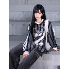 批发原版做工原版面料美式复古V领印花长袖球衣<b class='q'>T</b><b class='q'>恤</b>户外运动球服男女秋