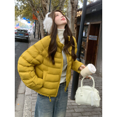 批发90新国标白鸭绒短款泡芙排骨羽绒服女2025<b class='q'>冬</b>季新款宽松小个子外套