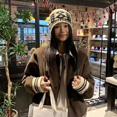 批发撞色拼接翻领棒球服外套女秋季美拉德穿搭宽松夹克上衣潮