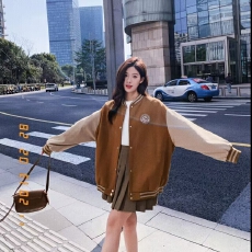 批发美式加厚夹棉棒球服外套女2025秋冬新款宽松学生休闲百搭夹克上衣