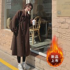 批发2025秋冬新款时尚韩版羊羔毛外套女大衣ins<b class='q'>中长款</b>外套咖色上衣冬