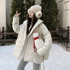 批发90白鸭绒<b class='q'>韩版</b>针织连帽短款羽绒服女冬季新款加厚小个子轻羽绒外套