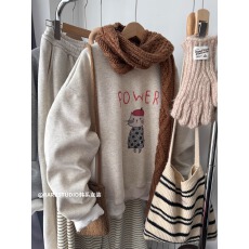 批发华棉复合-薄款/加绒 秋冬装加绒圆领<b class='q'>卫衣</b>女印花<b class='q'>宝宝</b>绒