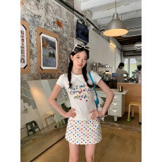 批发40支纯棉-220克 92%棉8%氨纶 正肩短袖T恤女印花