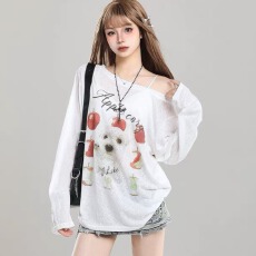 批发180克亚麻雪花长袖T恤防晒衫<b class='q'>打底衫</b>罩衫 透气宽松