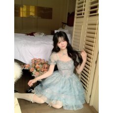 批发碎梦星野 公主裙夏季新款甜美减龄少女感挂脖网纱氛围感<b class='q'>连衣裙</b>