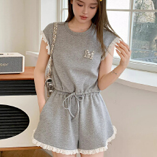 批发<b class='q'>夏</b>季运动套装女新款网红短袖短裤休闲时尚减龄宽松洋气两件套