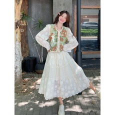 批发超好看提花马甲<b class='q'>连衣</b>裙套装女2026春天新款法式设计感仙女裙两件套