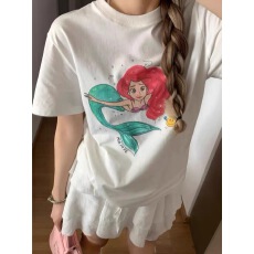 外贸原单 2026新款220克纯棉上衣卡通人物图案印花短袖T恤女