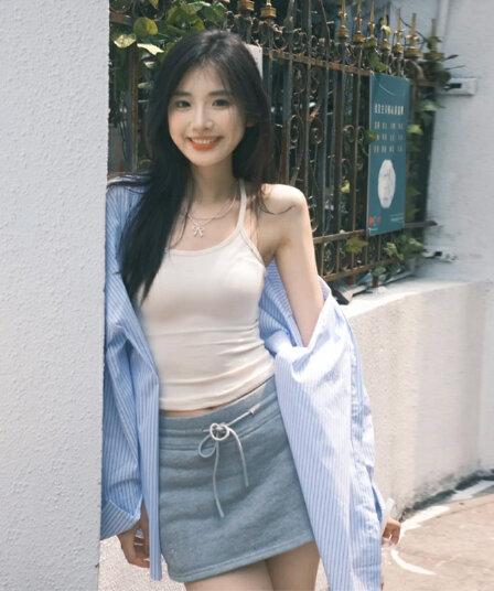 파란색 스트라이프 셔츠 재킷 2025 새로운 가을 느긋한 바람 한 부서 두꺼운 스타일 셔츠
