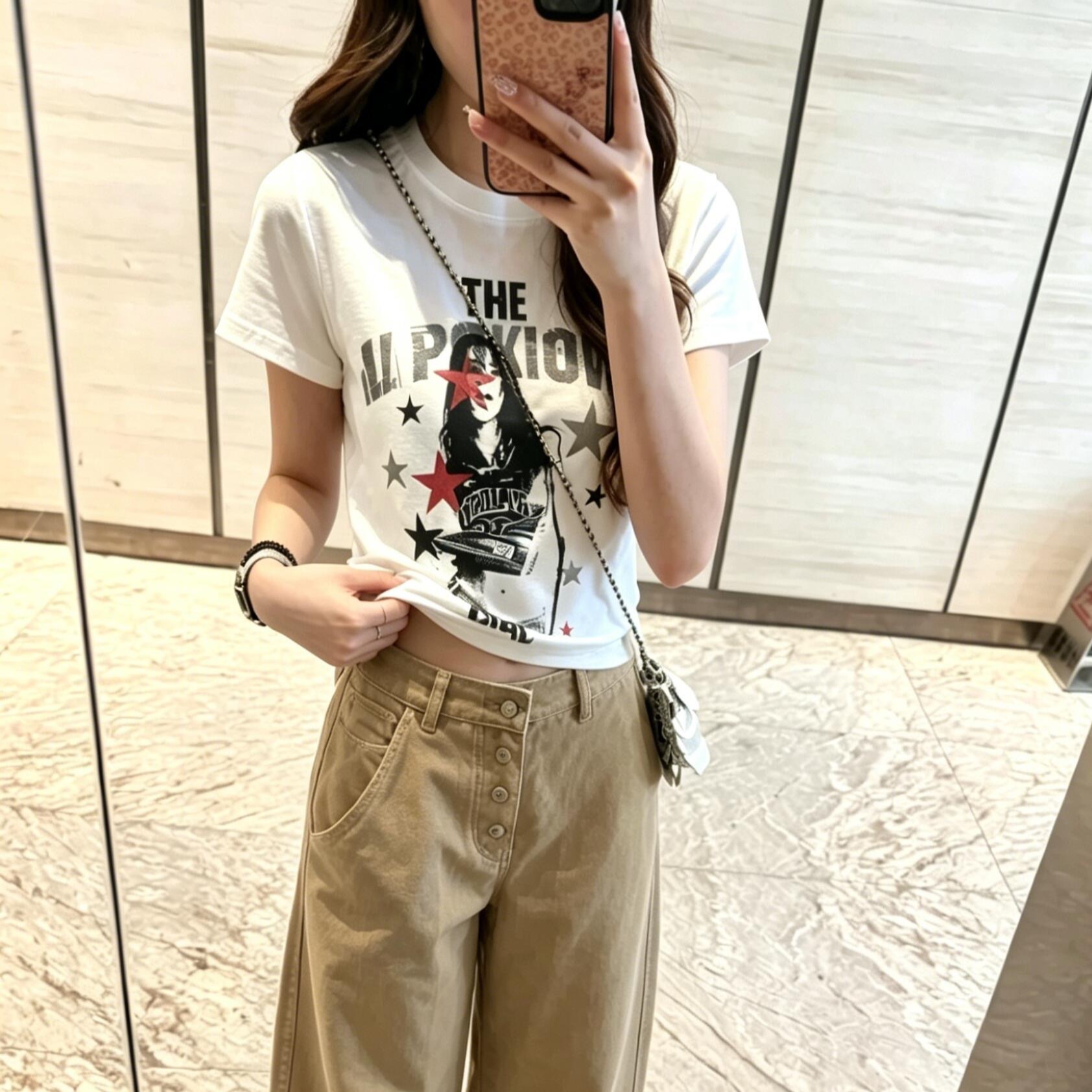 40 220 그램 빗질하다 92 면 8 암모니아 Lun 이후 패키지 칼라 몸매 가꾸기 슬림해 보이는 긍정적 인 어깨 반팔 티셔츠 여성