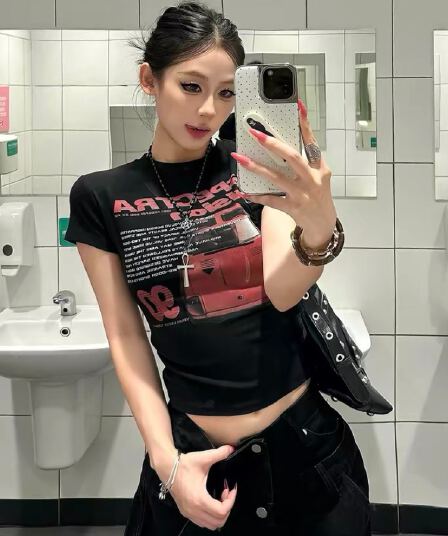 40 220 그램 빗질하다 92 면 8 암모니아 Lun 이후 패키지 칼라 몸매 가꾸기 슬림해 보이는 긍정적 인 어깨 반팔 티셔츠 여성