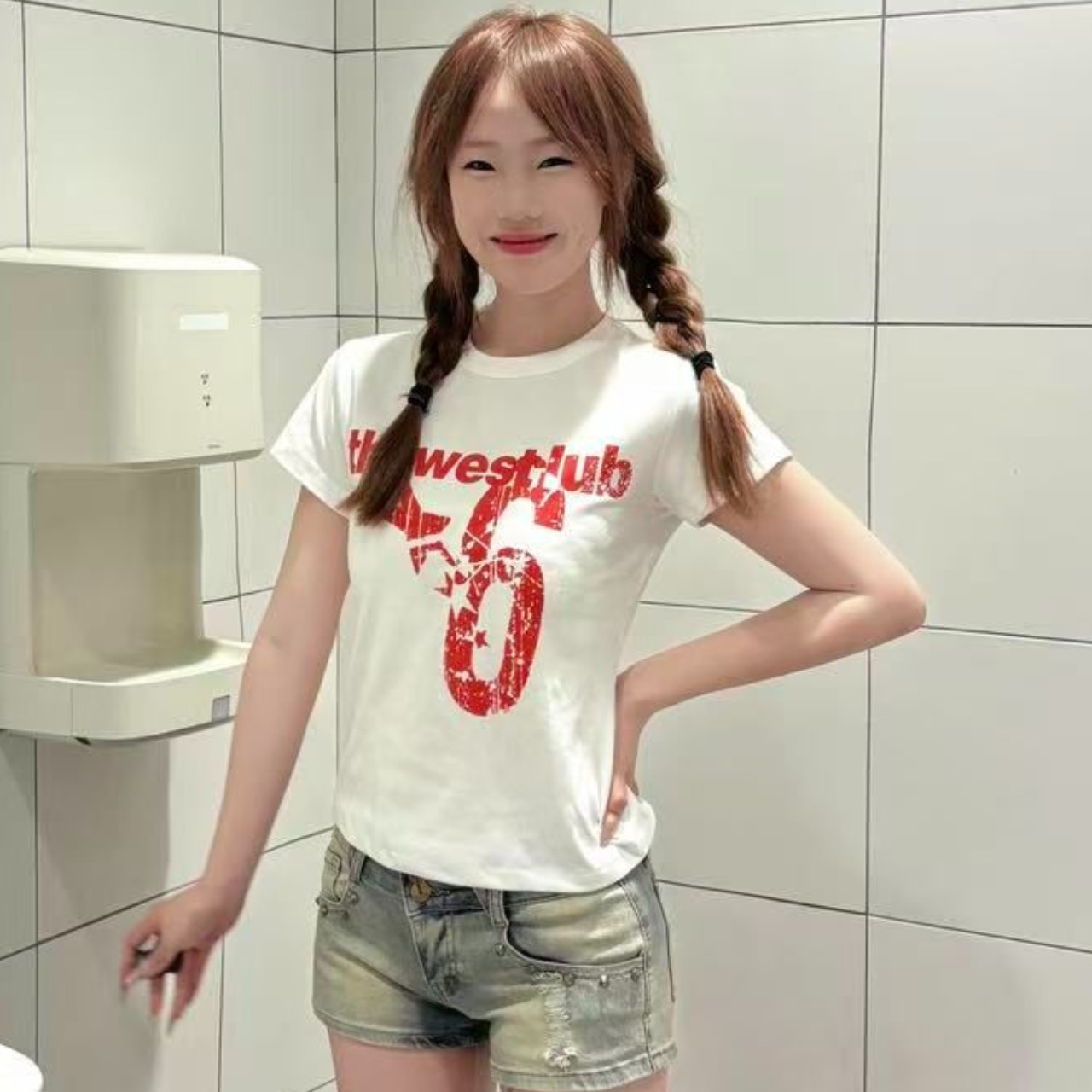 40 220 그램 빗질하다 92 면 8 암모니아 Lun 이후 패키지 칼라 몸매 가꾸기 슬림해 보이는 긍정적 인 어깨 반팔 티셔츠 여성