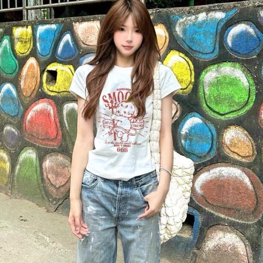 40 220 그램 빗질하다 92 면 8 암모니아 Lun 이후 패키지 칼라 몸매 가꾸기 슬림해 보이는 긍정적 인 어깨 반팔 티셔츠 여성