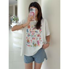 批发21支纯棉-210克 后包领 夏装韩系<b class='q'>短袖</b><b class='q'>T</b><b class='q'>恤</b>女韩版宽松大码印花