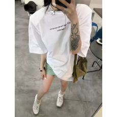 批发21支纯棉-210克 后包领 夏装韩系短袖T恤女韩版宽松大码印花