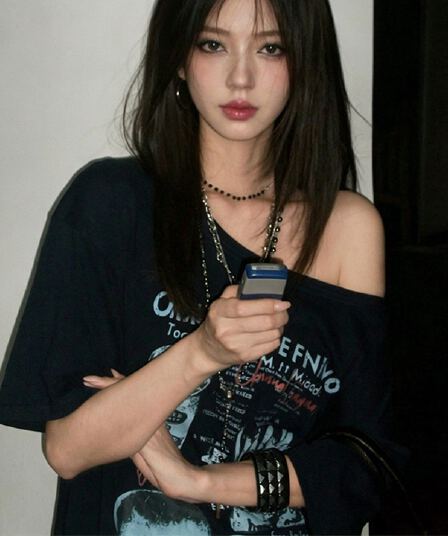 220 그램 92 면 8 암모니아 Lun 아메리칸 핫걸 비스듬한 어깨 알파벳 프린트 반팔 티셔츠 여성
