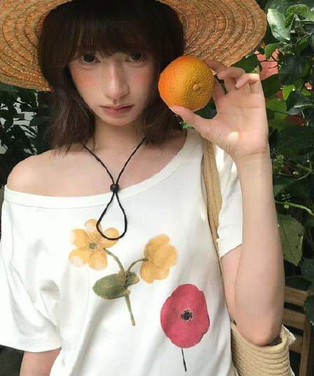 220 그램 92 면 8 암모니아 Lun 아메리칸 핫걸 비스듬한 어깨 알파벳 프린트 반팔 티셔츠 여성