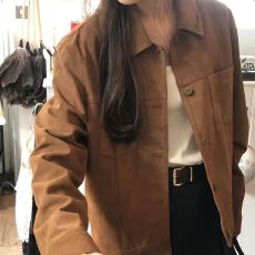 批发美式复古麂皮绒外套女<b class='q'>春</b>秋新款高级感百搭小个子短款夹克上衣潮款