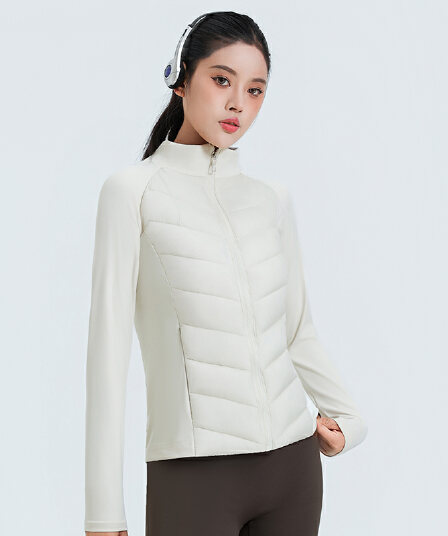 경량 스탠드 칼라 갈비 살 면 의류 여자 2026 새로운 몸매 가꾸기 허리 수축 면 의류 가을 겨울철