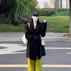 批发原版做法黑色西装外套<b class='q'>女</b>秋季韩版宽松oversize小个子西服套装上衣