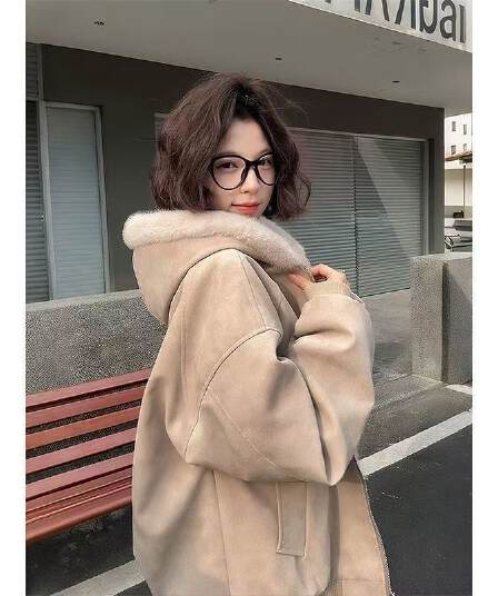 PU 가죽 검정색 후드 좌 산 조각 면 의류 남자 여자 겨울 털이 있는 쇼트 스타일 워크웨어 재킷 아메리칸 레트로 면 옷