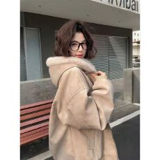 批发PU皮黑色连帽座山雕棉服<b class='q'>男</b>女款冬季加绒短款工装外套美式复古棉衣