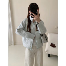 批发90白鸭绒针织袖拼接羽绒服女短款2026新款小个子休闲轻薄<b class='q'>秋</b>冬外套