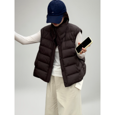 批发白鸭绒韩版大码排骨款羽绒服马甲女秋冬胖MM时尚拼接立领无袖坎肩