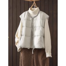 批发90白鸭绒<b class='q'>秋</b>冬新款宽松圆领羽绒马甲女士坎肩文艺纯色短款背心马夹