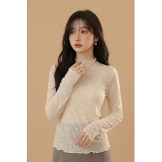 批发高级感<b class='q'>蕾丝</b>长袖打底衫女春秋冬内搭半高领木耳边叠穿百搭气质上衣