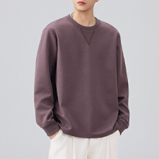 批发2025秋冬<b class='q'>男士</b>卫衣一体云朵棉圆领百搭长袖<b class='q'>T</b><b class='q'>恤</b>倒三角纯色圆领上衣