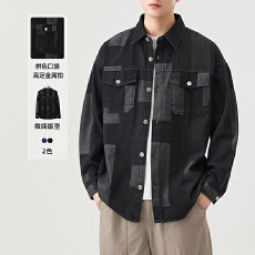 批发2025新款男士秋冬<b class='q'>衬衣</b>长袖上衣格纹开衫水洗牛仔双口袋免烫<b class='q'>衬衣</b>男