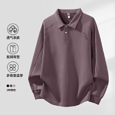 批发2025秋冬男Polo衫拼接3D钢印花男长袖T恤高端长袖云朵棉翻领上衣