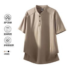 批发2026<b class='q'>新款</b>高级纯色基础款莫代尔果冻棉短袖日系立领男POLO衫合体版