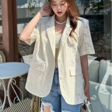 批发韩版新款气质<b class='q'>休闲</b>网花单排扣短袖西装