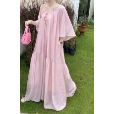 批发实拍 2026新款<b class='q'>欧美</b>女装宽松长<b class='q'>裙</b><b class='q'>舒适</b>慵懒风连衣<b class='q'>裙</b>