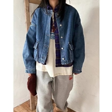 批发<b class='q'>韩国</b>女装2026新款减龄立体口袋开衫立领<b class='q'>牛仔</b><b class='q'>外套</b>女