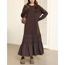 批发实拍大码宽松鱼尾卫衣裙女秋<b class='q'>冬</b>季新款胖mm拼接长款连衣裙