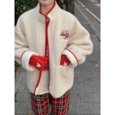 批发已出货 <b class='q'>韩国</b>东大门减龄俏皮字母提花羊羔毛<b class='q'>短外套</b>女