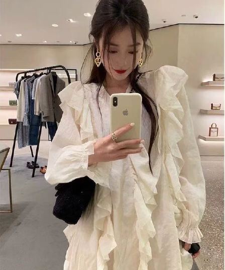 2026 빛 럭셔리 프릴 드레스 Chic 작은 대중 디자인 불규칙 루즈핏 치마 아이들