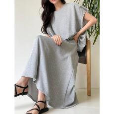 批发2026新款优雅气质<b class='q'>韩国</b>套装女后背开叉短袖上衣加半身<b class='q'>长裙</b>