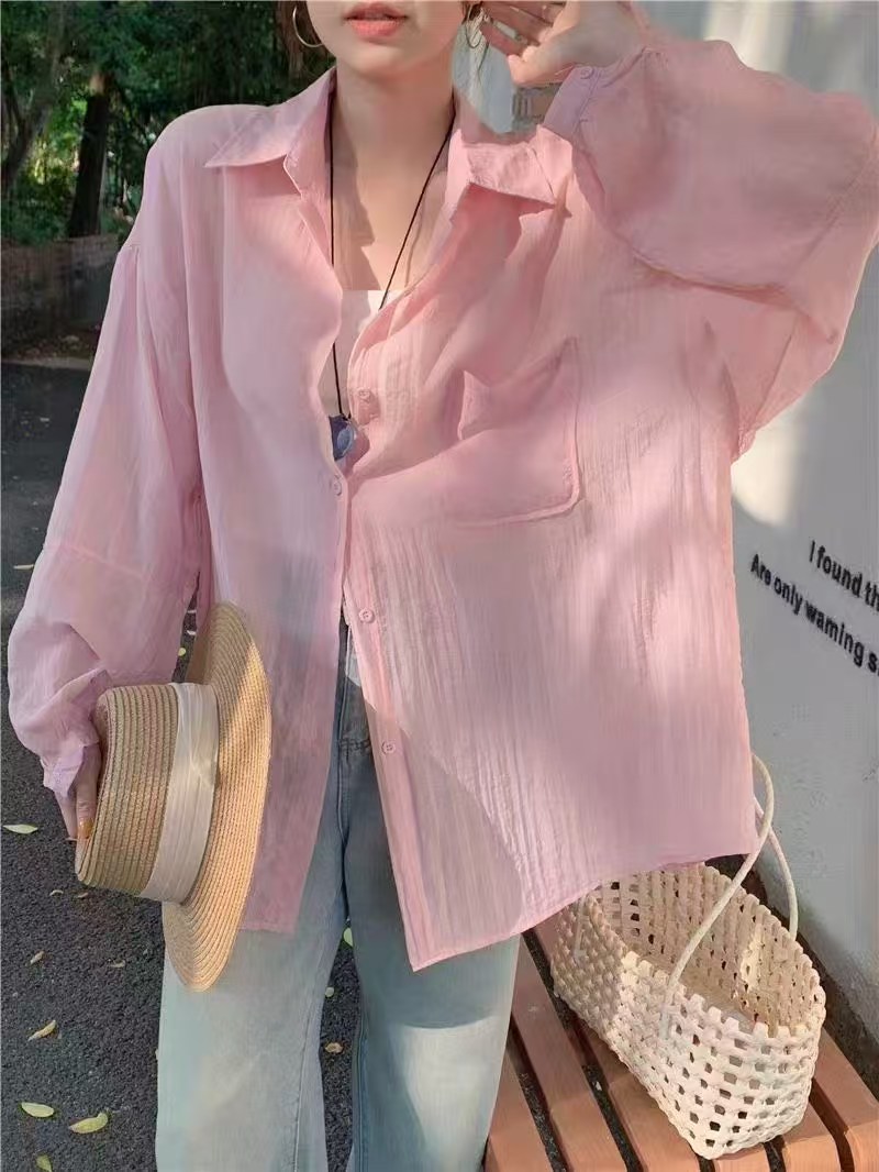 한국 스타일 얇은 스타일 셔츠 자외선 차단 의류