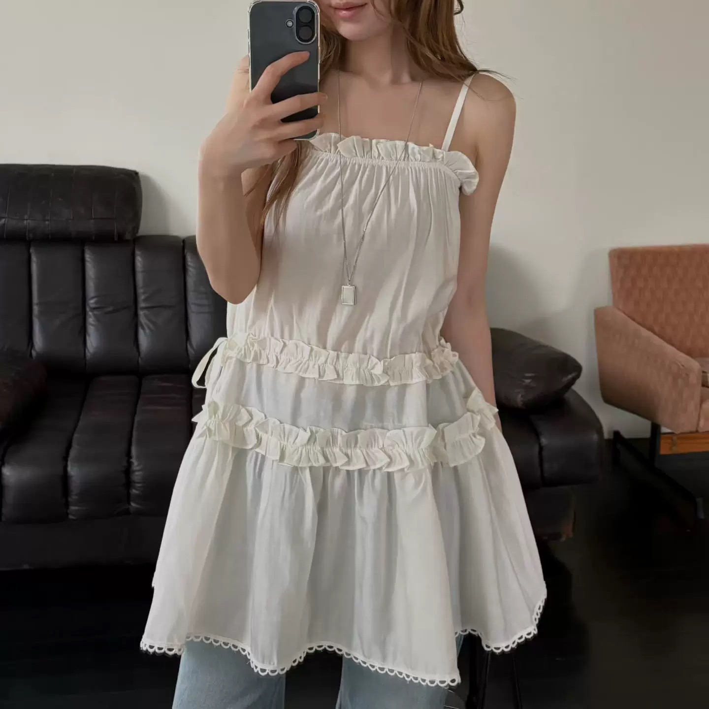 20226 새로운 한 부서 패션 달콤함 일상 슬립 드레스